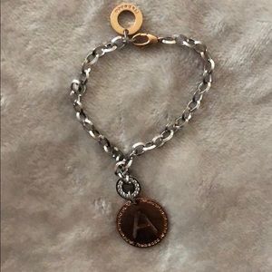The initial A bracelet in copper and silver